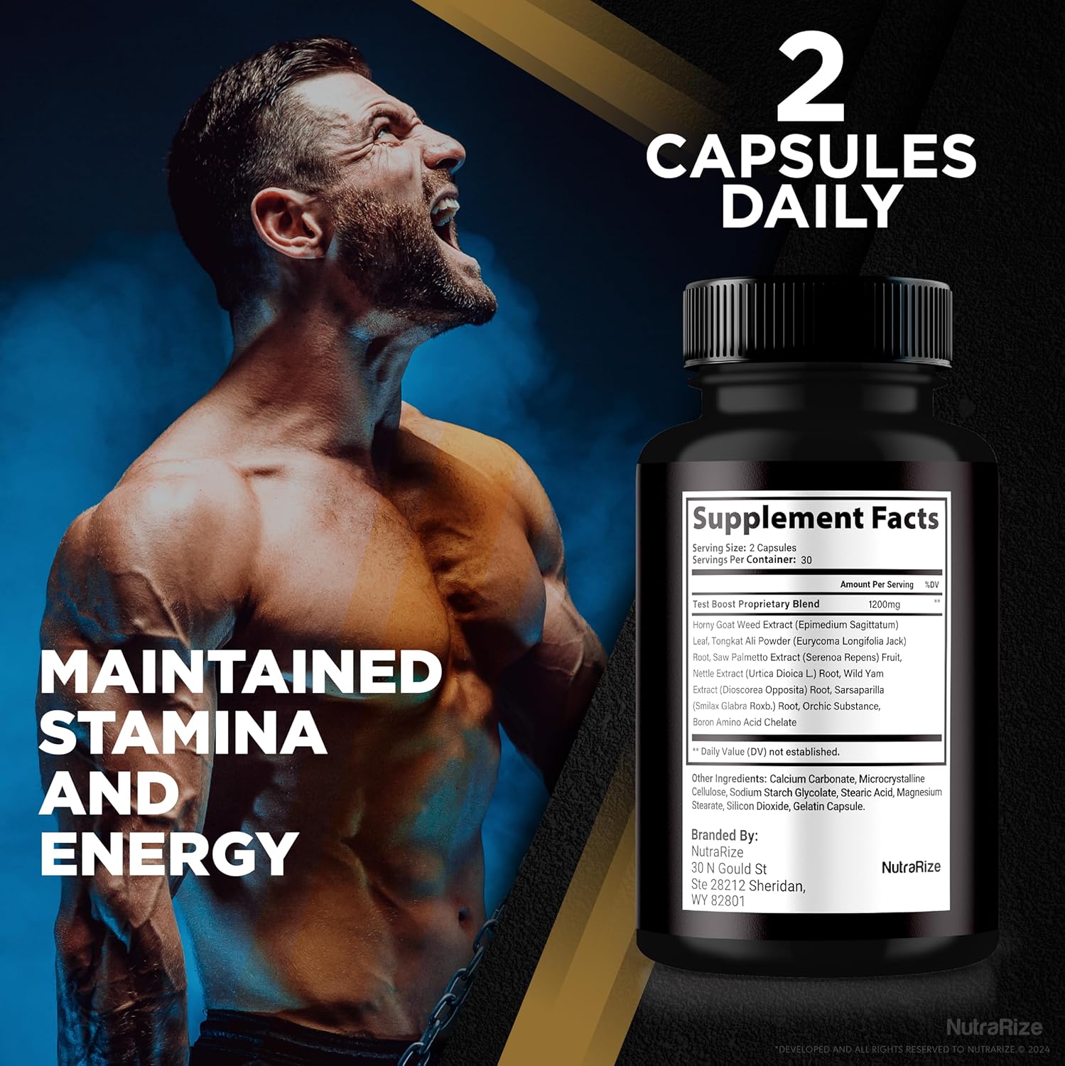 NutraRize True Sterone: All Natural Male Multivitamin Capsules for Peak Performance and Optimal Health - 60 Capsules