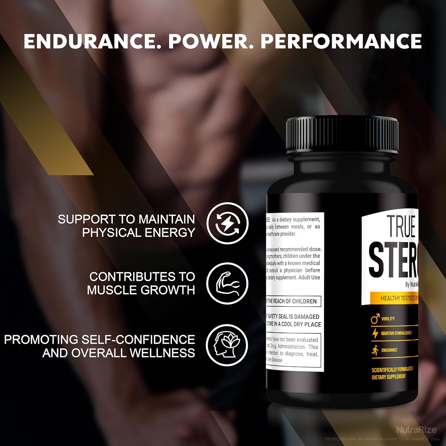 NutraRize True Sterone: All Natural Male Multivitamin Capsules for Peak Performance and Optimal Health - 60 Capsules