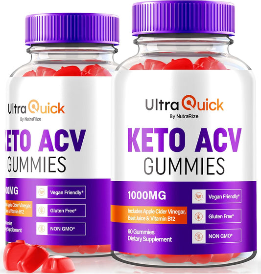 NutraRize Ultra Quick Keto ACV Gummies (2 Pack) for  Slimming Formula  Support - Premium Keto Plus Formula with Natural Apple Cider Vinegar - 120 Gummies