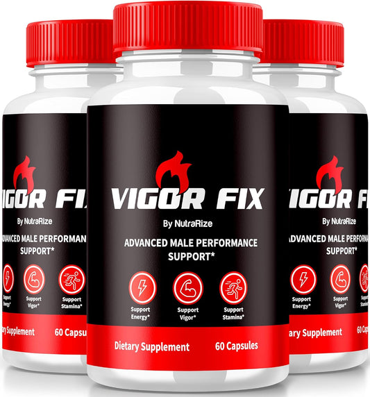 NutraRize Vigor Fix Male Supplement 3 Pack - Daily Nutrition Capsules for Confidence, Energy, and Overall Health - 180 Pills