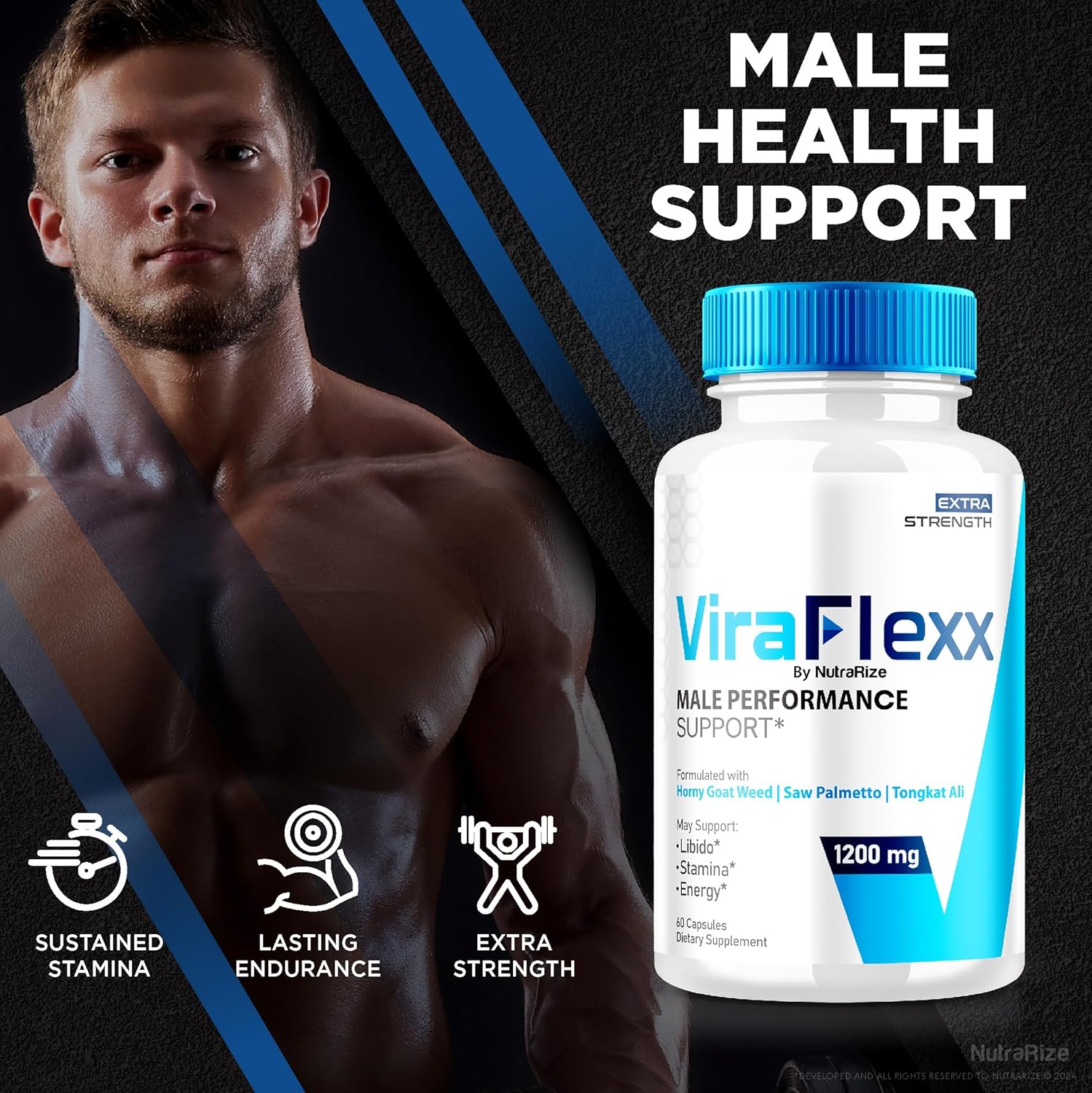 NutraRize ViraFlexx for Men Pro Capsules - Male Performance Support 500mg - Pack of 5 - All Natural Dietary Supplement - 300 Capsules Reviews