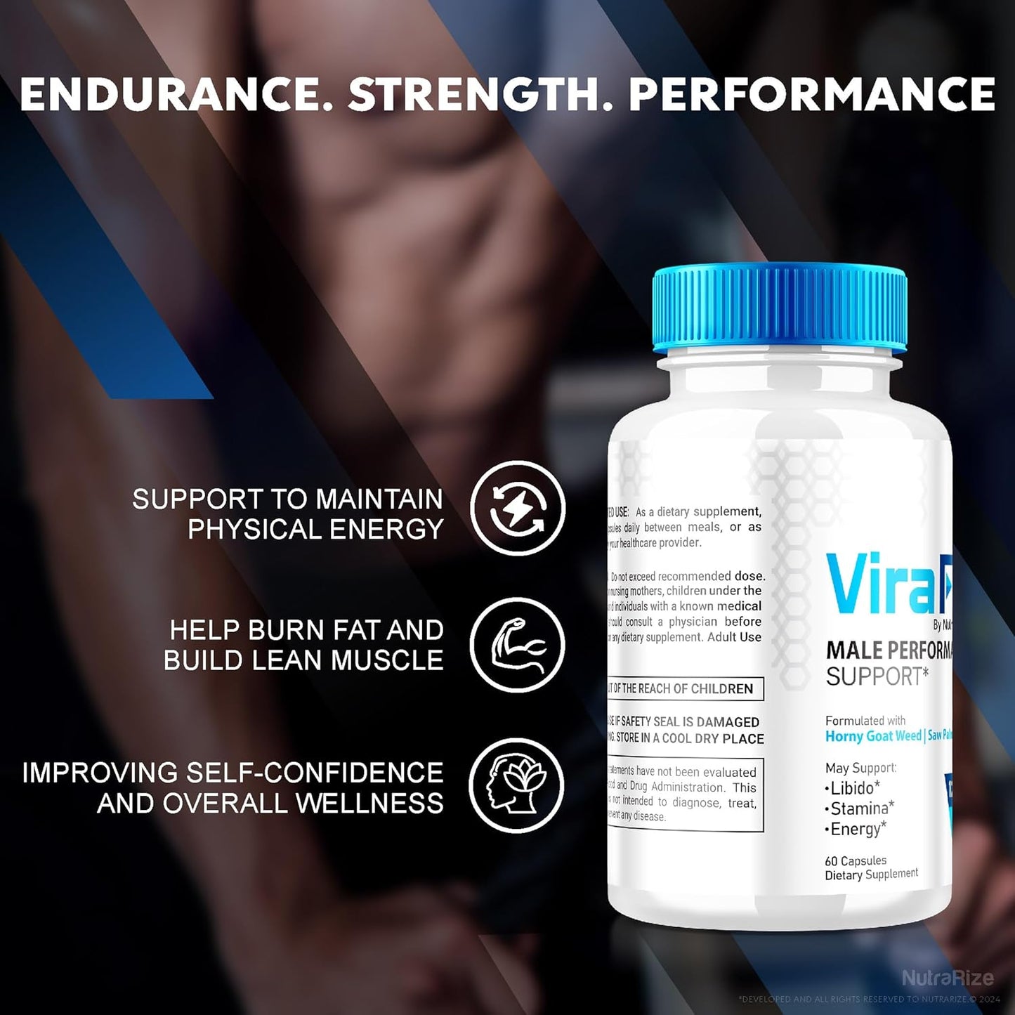 NutraRize ViraFlexx for Men Pro Capsules - Male Performance Support 500mg - Pack of 5 - All Natural Dietary Supplement - 300 Capsules Reviews
