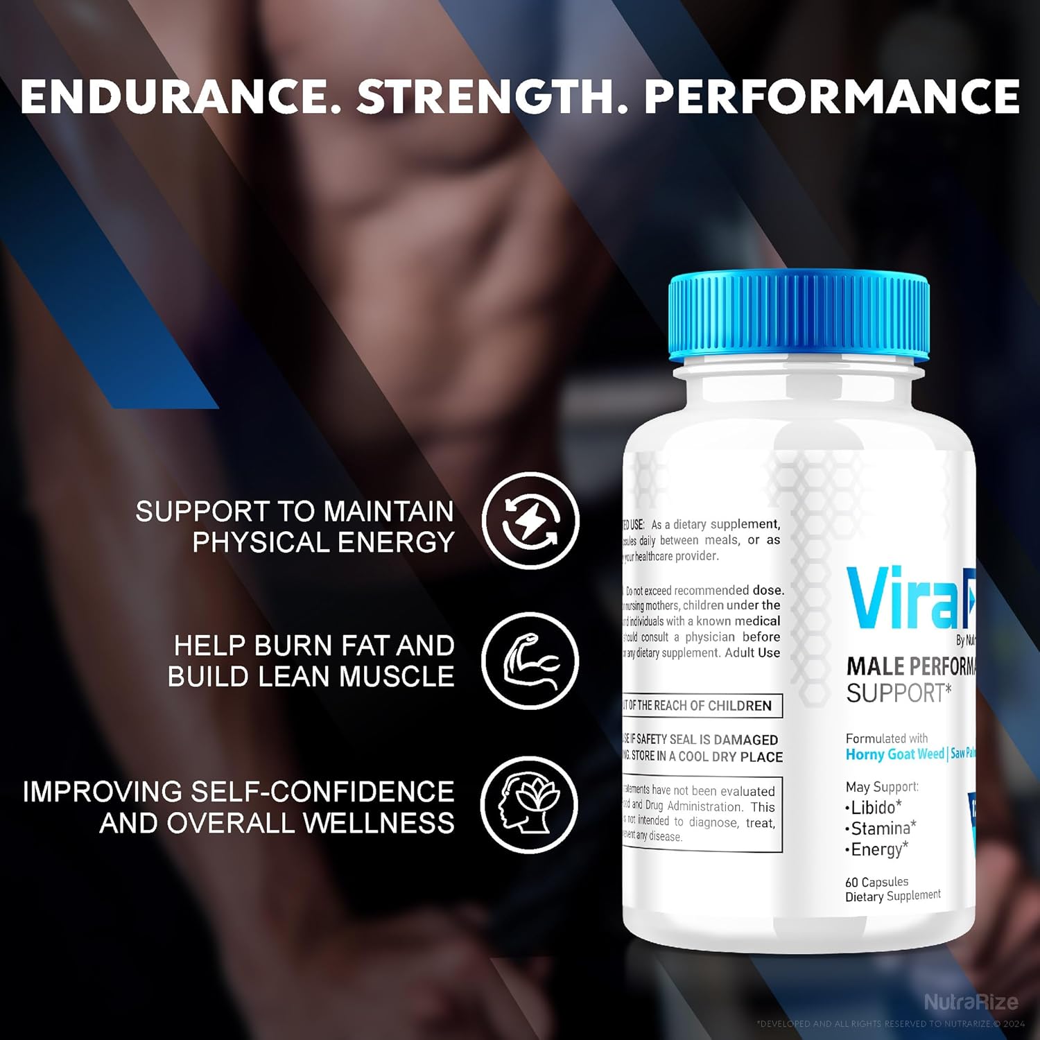 NutraRize ViraFlexx for Men Pro Capsules - Male Performance Support 500mg - Pack of 5 - All Natural Dietary Supplement - 300 Capsules Reviews
