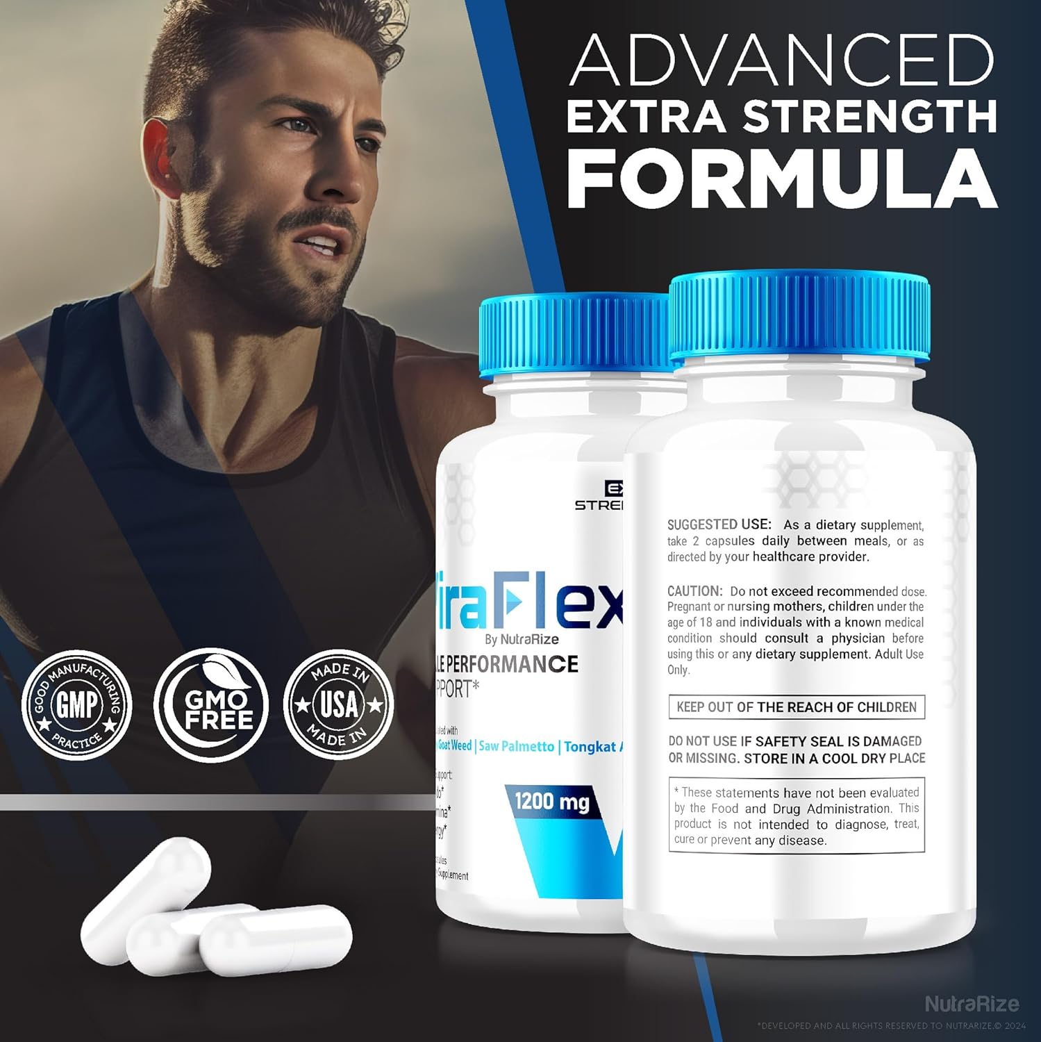NutraRize ViraFlexx for Men Pro Capsules - Male Performance Support 500mg - Pack of 5 - All Natural Dietary Supplement - 300 Capsules Reviews