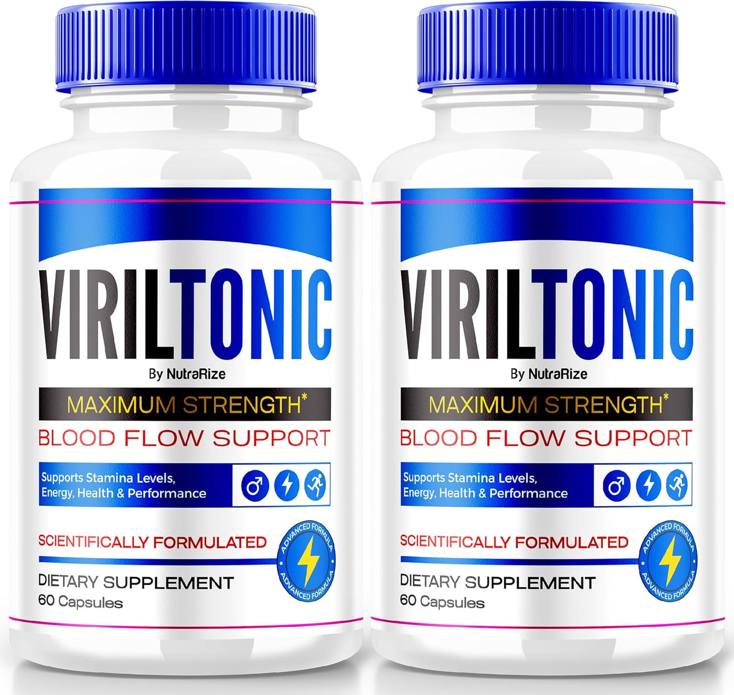 NutraRize VirilTonic Capsules for Men - Pack of 2, All Natural Performance Support Supplement with 120 Capsules