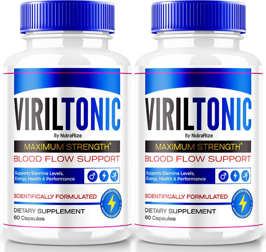 NutraRize VirilTonic Capsules for Men - Pack of 2, All Natural Performance Support Supplement with 120 Capsules