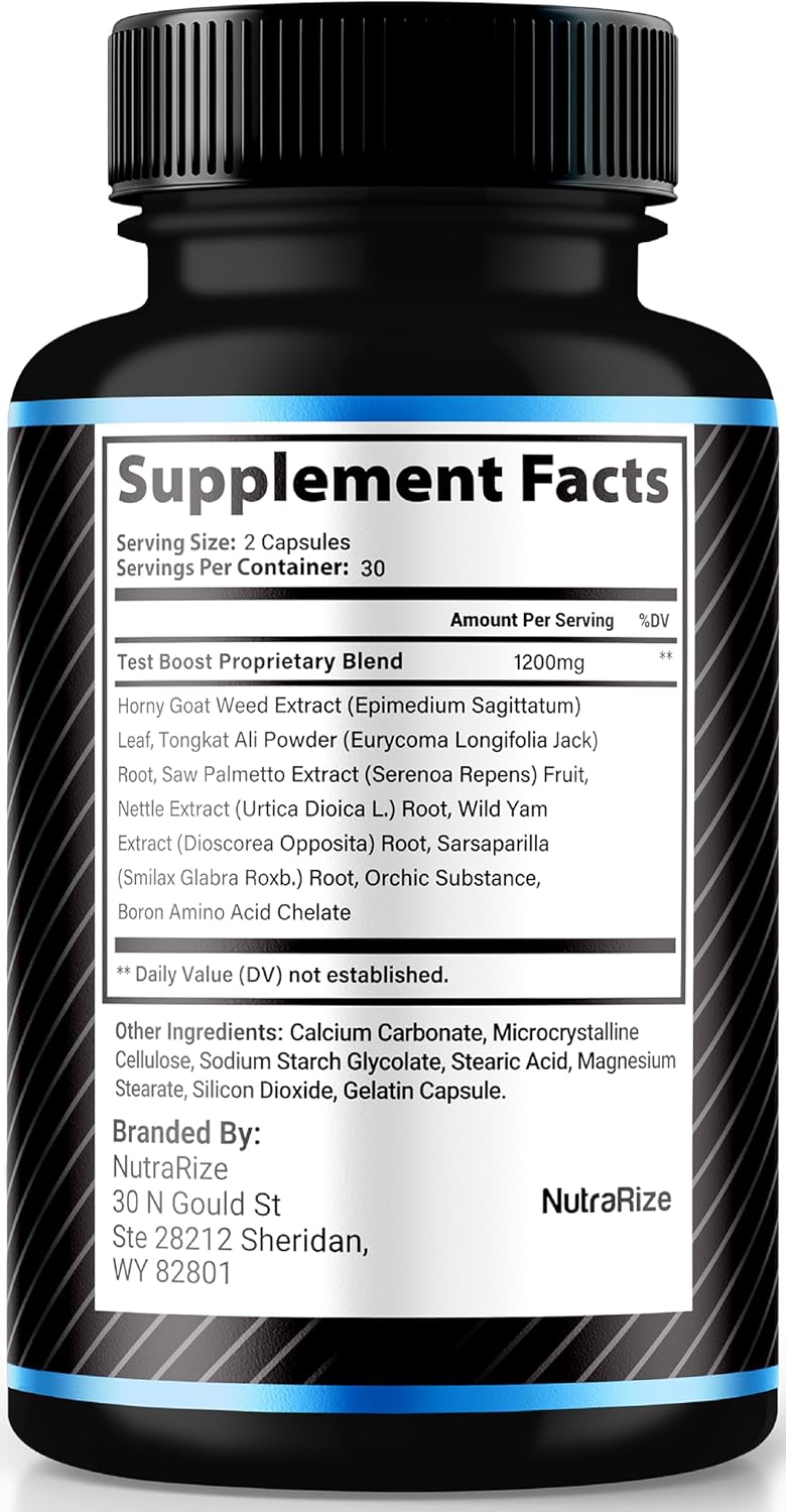 NutraRize Vita Rise Peak Performance Supplement for Men - All Natural Male Capsules for Health and Wellness Support (60 Capsules)