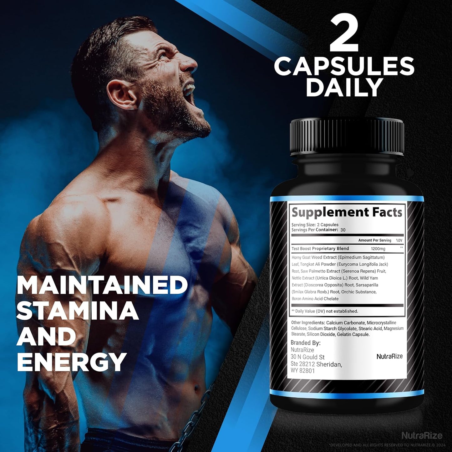 NutraRize Vita Rise Peak Performance Supplement for Men - All Natural Male Capsules for Health and Wellness Support (60 Capsules)