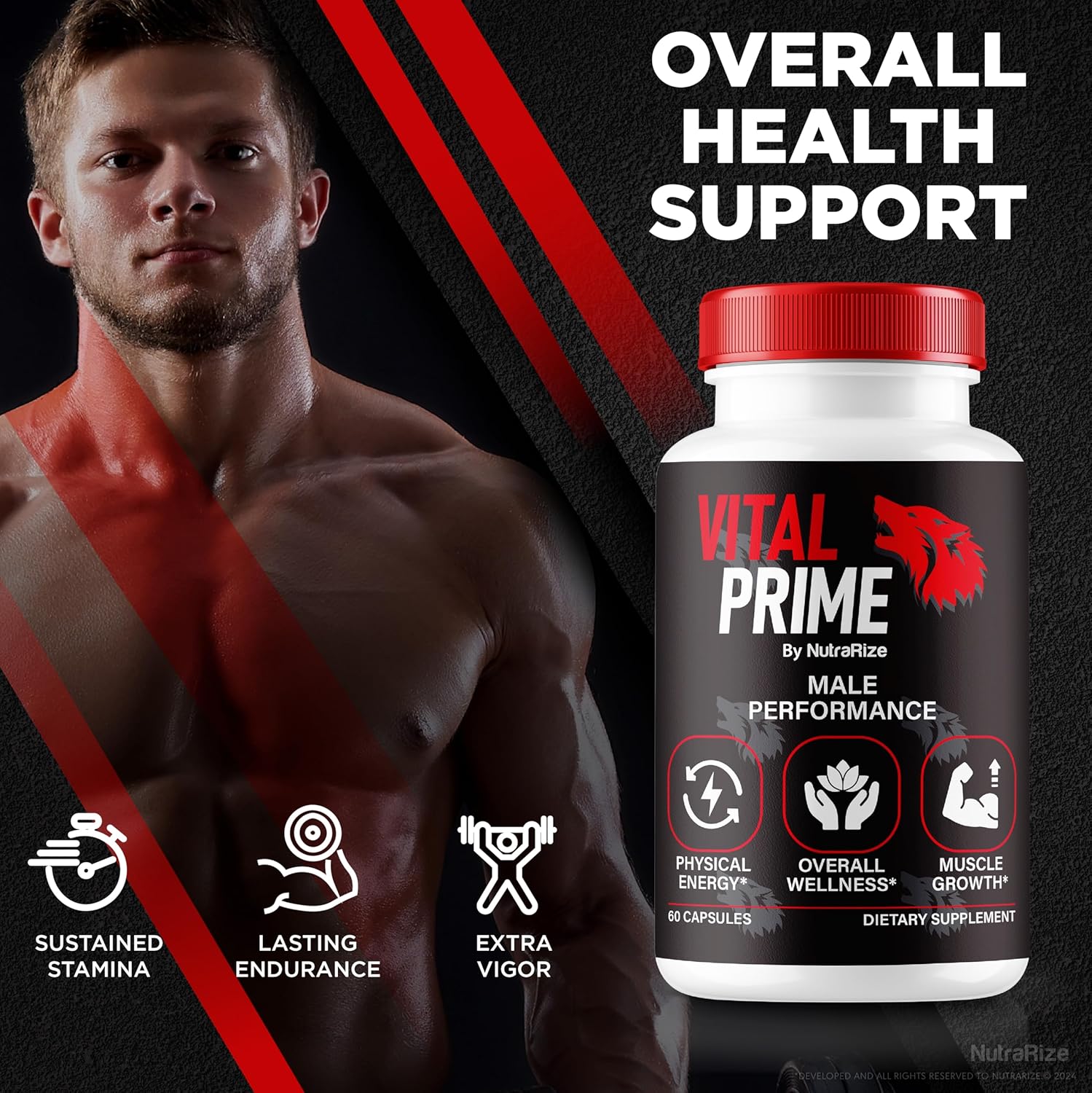 NutraRize VitalPrime Complex Capsules for Men - Natural Male Formula for Confidence, Performance, and Health - 60 Count