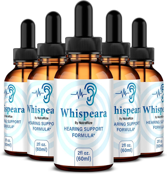 NutraRize Whispeara Drops - Official Hearing Support Formula, All Natural (5 Pack, 150 Servings)