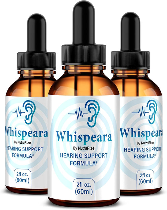 NutraRize Whispeara Drops (3 Pack) - Natural Hearing Support Formula for Focus & Performance, Official Whispeara (90 Servings)