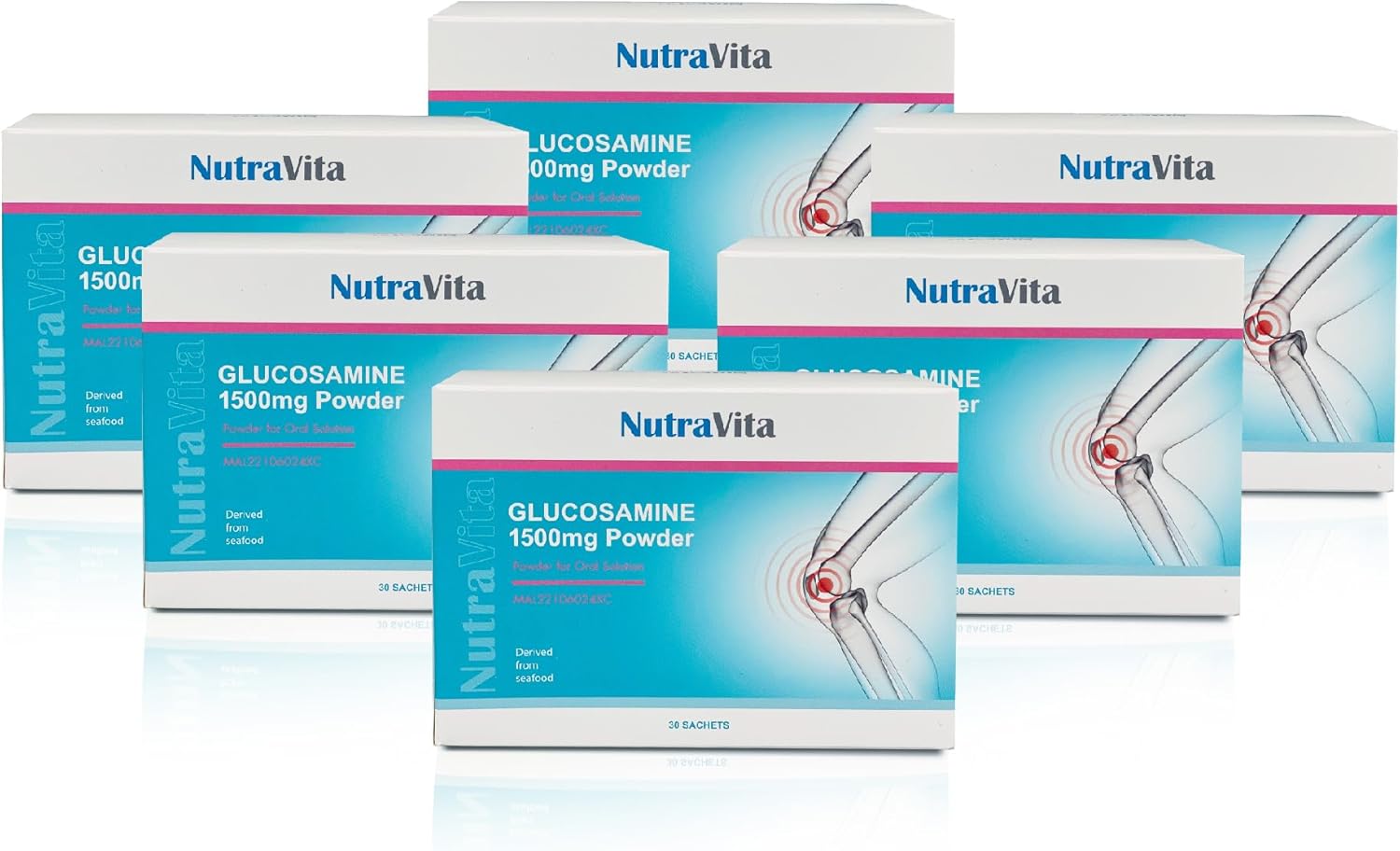 NutraVita Glucosamine Powder 1500mg - Joint Support Supplement for Back, Knees & Joints. Convenient Once-Daily Sachet Pack