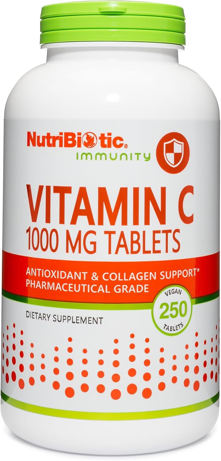 NutriBiotic Vitamin C 1000mg Tablets - 250 Count | Immune & Antioxidant Support | Pharmaceutical Grade L-Ascorbic Acid | Vegan & Non-GMO