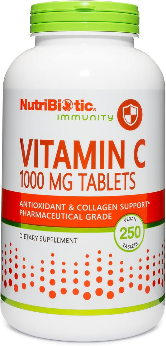 NutriBiotic Vitamin C 1000mg Tablets - 250 Count | Immune & Antioxidant Support | Pharmaceutical Grade L-Ascorbic Acid | Vegan & Non-GMO