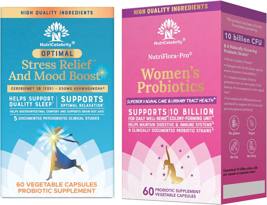Nutricelebrity NutriFlora-Pro Probiotics for Women with Stress and Mood Support