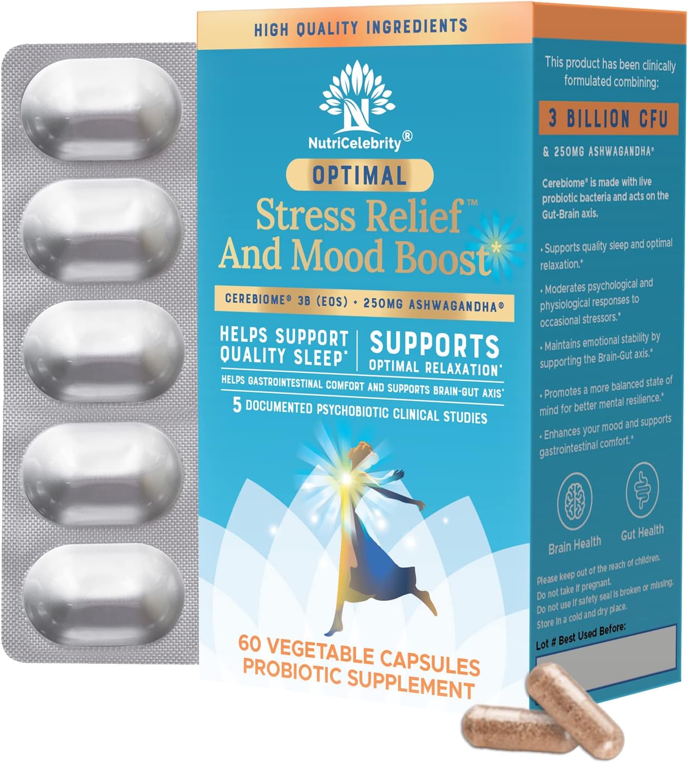 Nutricelebrity NutriFlora-Pro Probiotics for Women with Stress and Mood Support