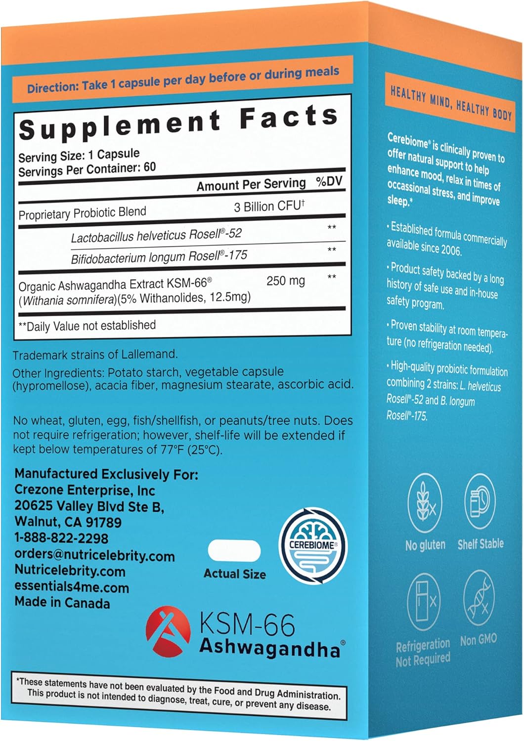 Nutricelebrity NutriFlora-Pro Probiotics for Women with Stress and Mood Support