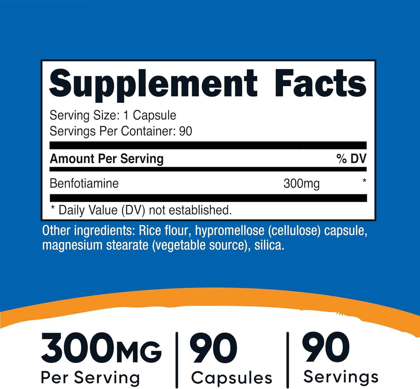 Nutricost Benfotiamine 300mg, 90 Capsules - Gluten Free, Non-GMO, and Vegetarian Friendly Fat Soluble Vitamin B1