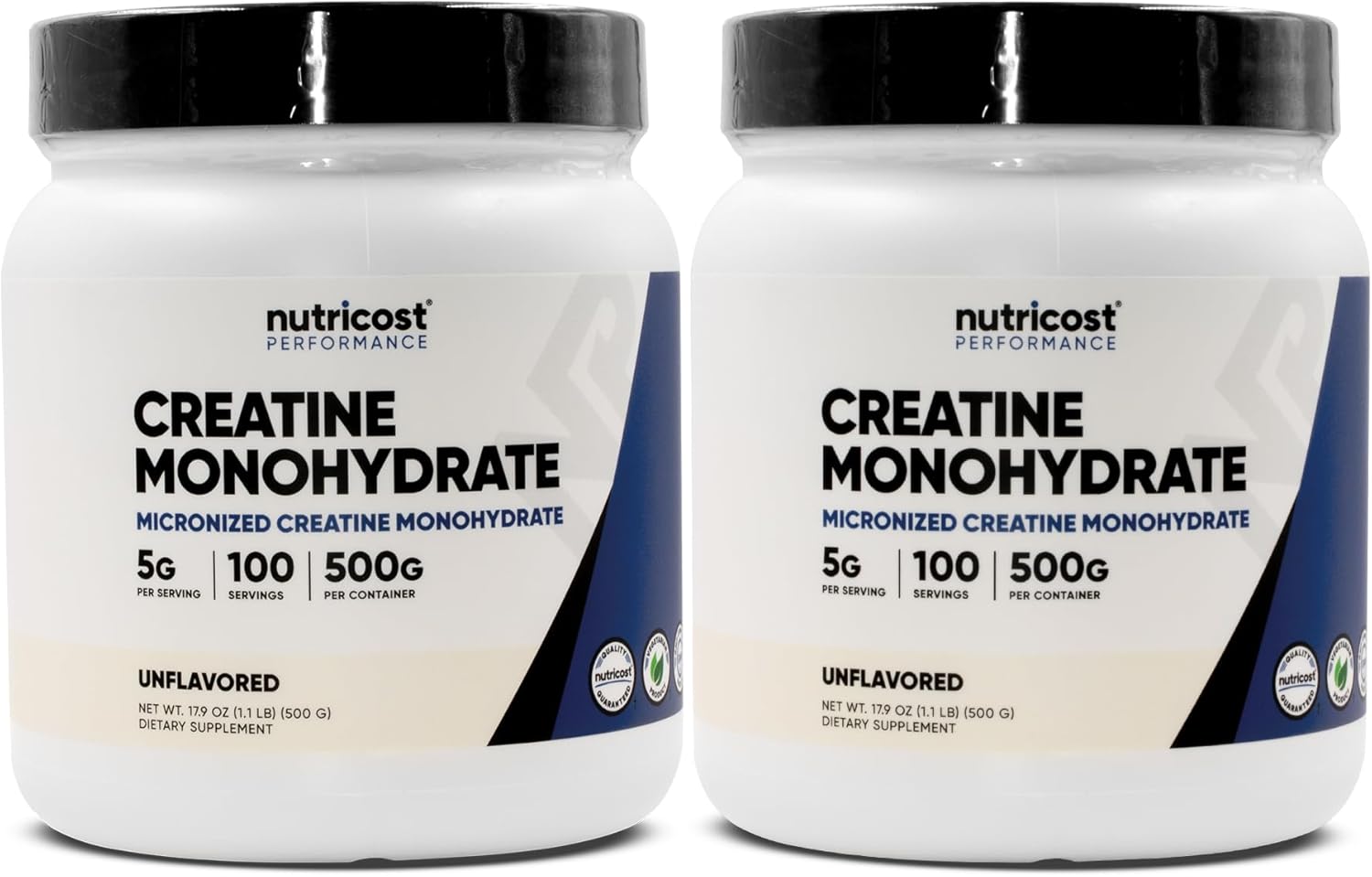 Nutricost Creatine Monohydrate Powder 2 Pack - 5g per Serving, 100 Servings, 500g (17.9 oz) - With Scoop