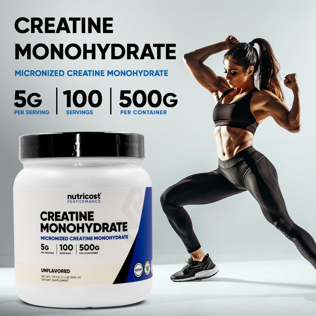 Nutricost Creatine Monohydrate Powder 2 Pack - 5g per Serving, 100 Servings, 500g (17.9 oz) - With Scoop