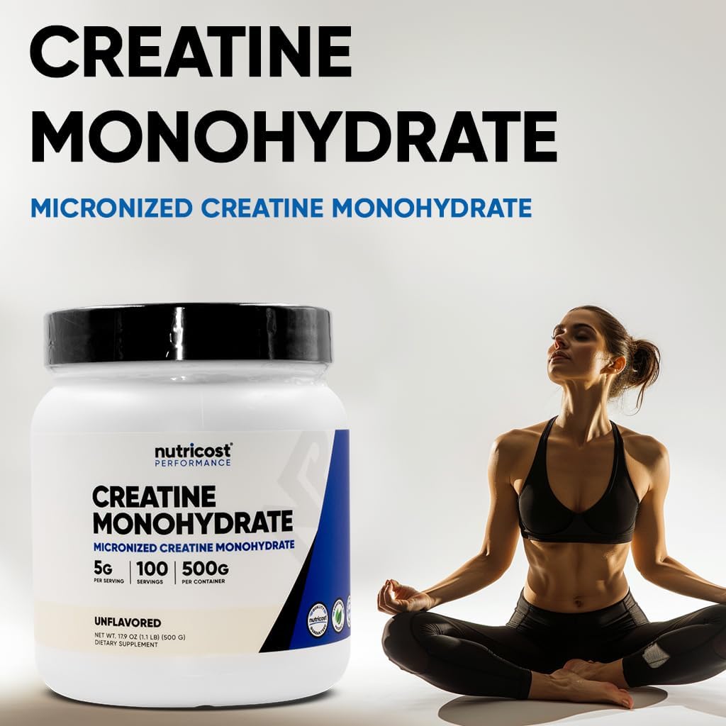 Nutricost Creatine Monohydrate Powder 2 Pack - 5g per Serving, 100 Servings, 500g (17.9 oz) - With Scoop