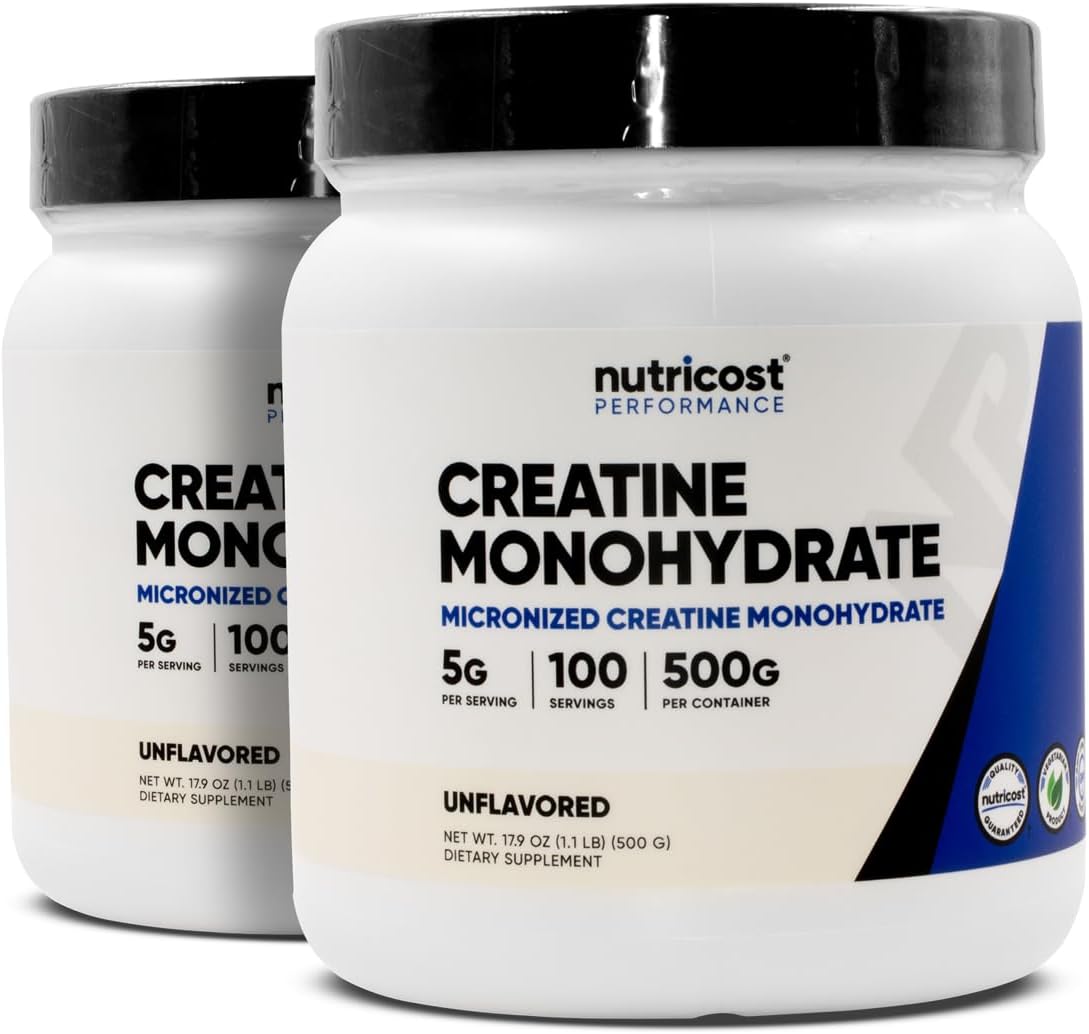 Nutricost Creatine Monohydrate Powder 2 Pack - 5g per Serving, 100 Servings, 500g (17.9 oz) - With Scoop