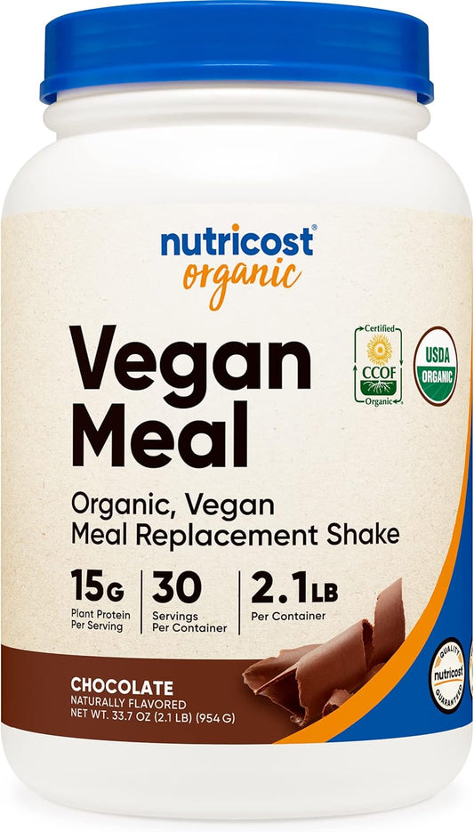 Nutricost Organic Vegan Chocolate Meal Replacement Shake Powder - USDA Certified Organic, Vegan, Gluten-Free