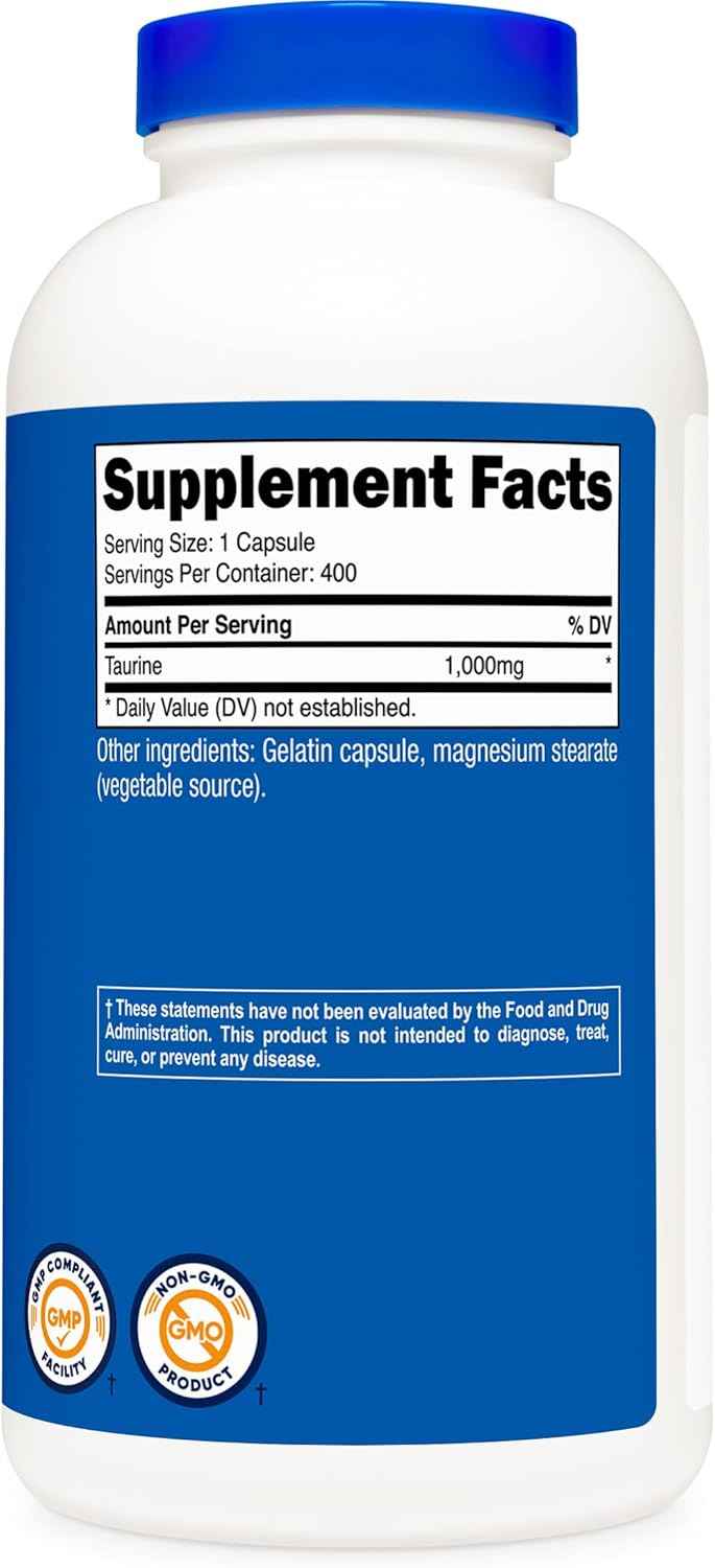 Nutricost Taurine 1000mg, 400 Capsules
