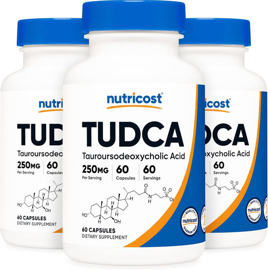 Nutricost Tudca 250mg - Pack of 3 Bottles, 180 Capsules in Total