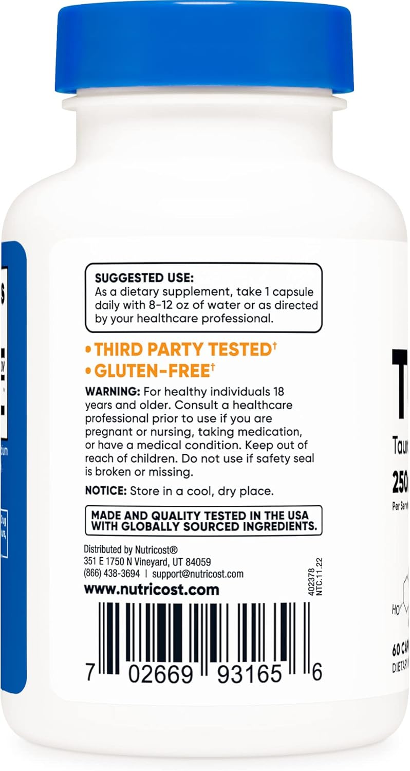 Nutricost Tudca 250mg - Pack of 3 Bottles, 180 Capsules in Total