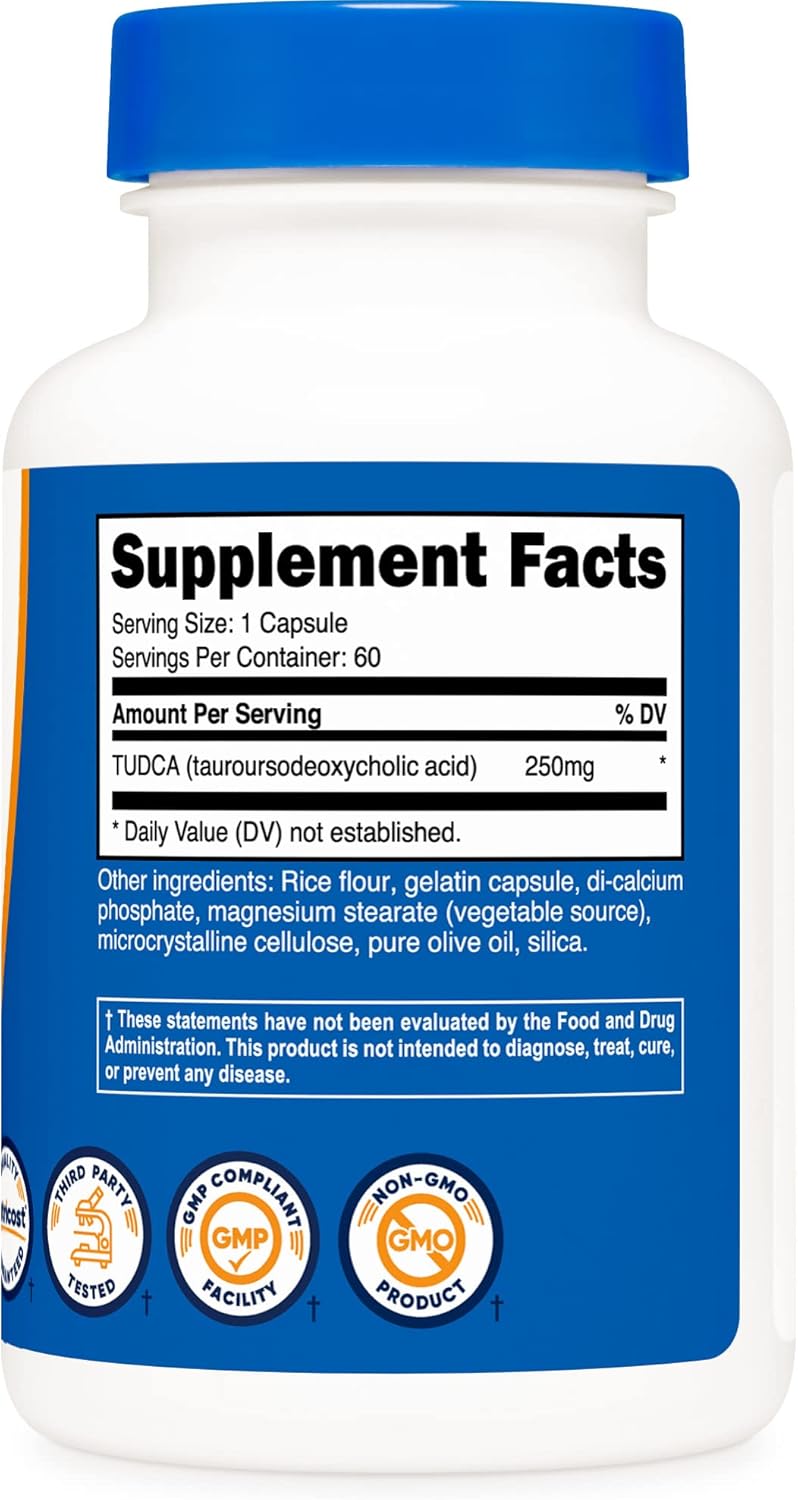 Nutricost Tudca 250mg - Pack of 3 Bottles, 180 Capsules in Total