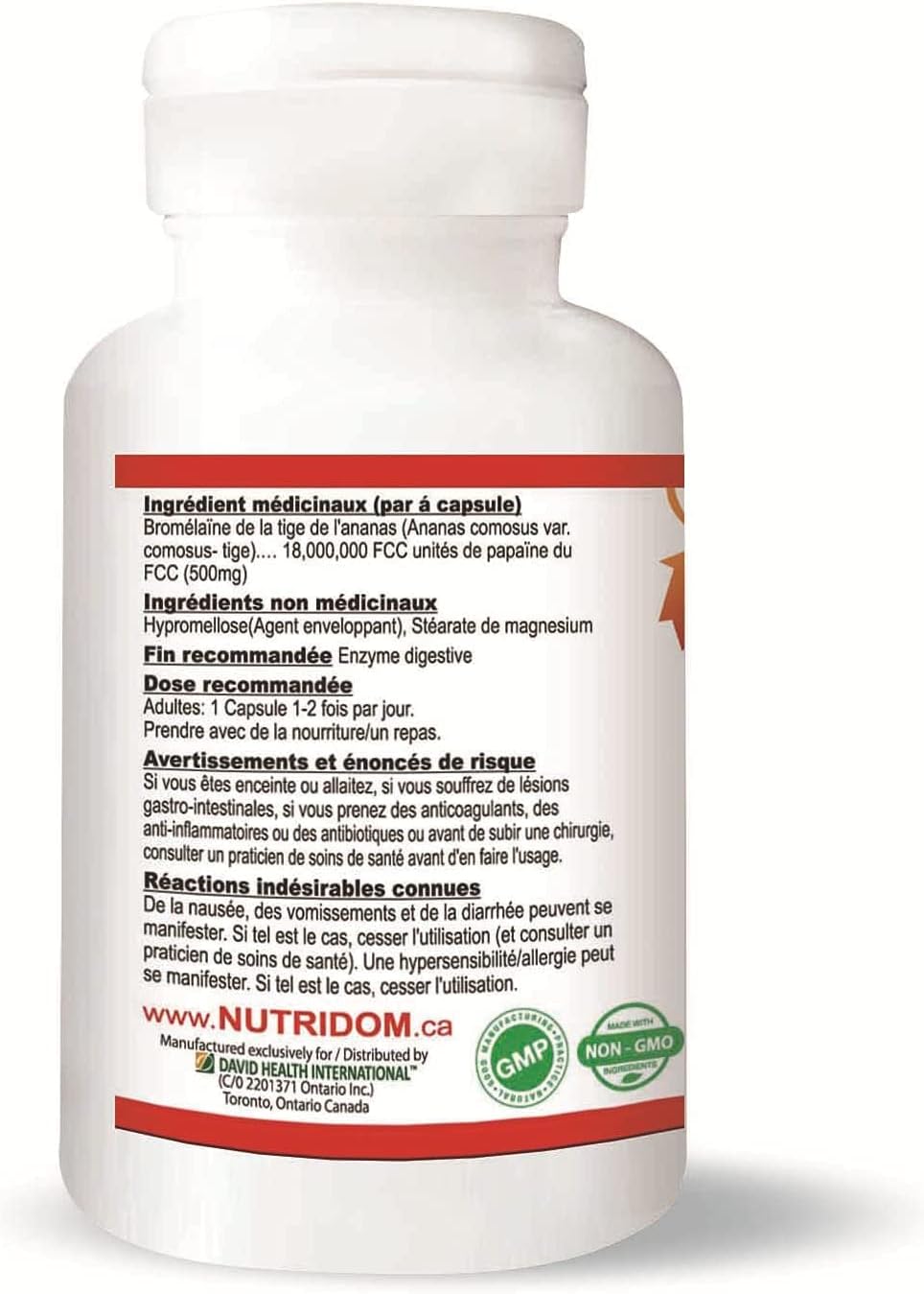 Nutridom Bromelain Digestive Enzyme Pineapple Supplements - 2400 GDU, 500mg - Non-GMO, Vegan, Gluten/Soy/Dairy-Free (60 Count)