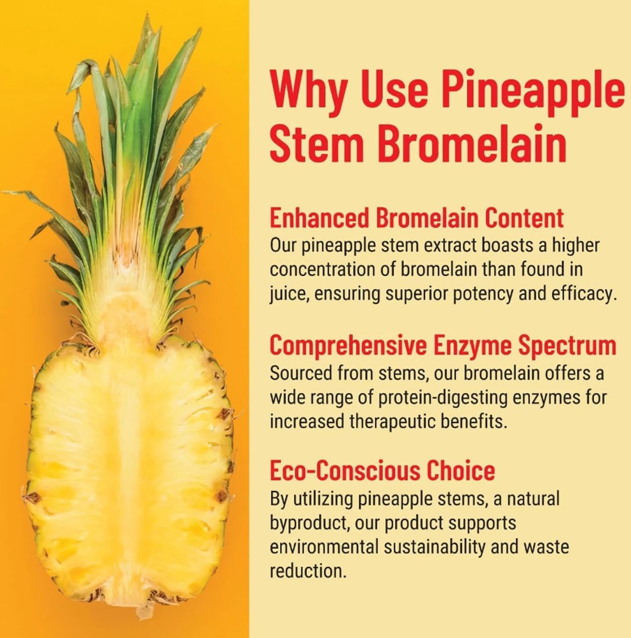 Nutridom Bromelain Digestive Enzyme Pineapple Supplements - 2400 GDU, 500mg - Non-GMO, Vegan, Gluten/Soy/Dairy-Free (60 Count)