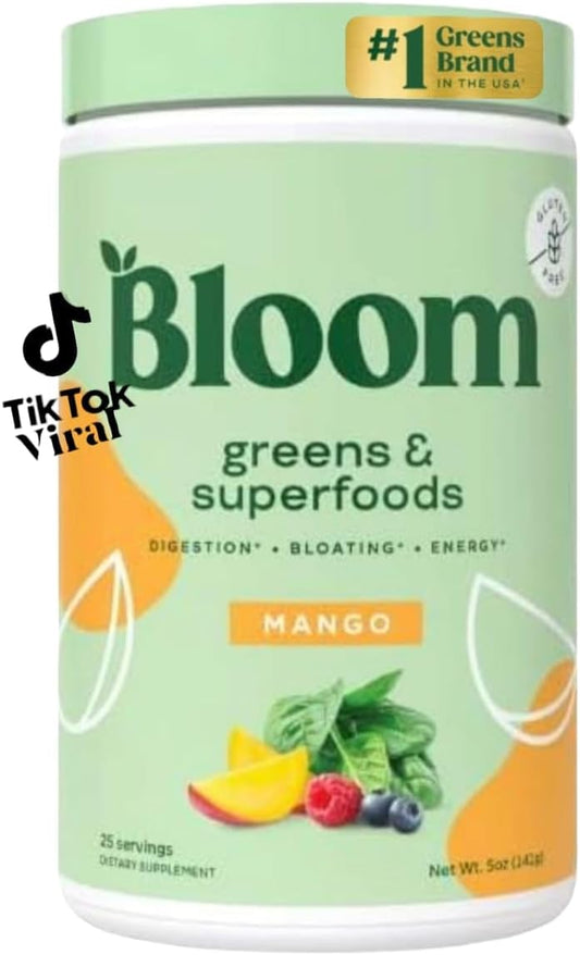 Nutrient-Rich Mango Flavored Greens and Superfoods Powder - 25 Servings - 5oz.