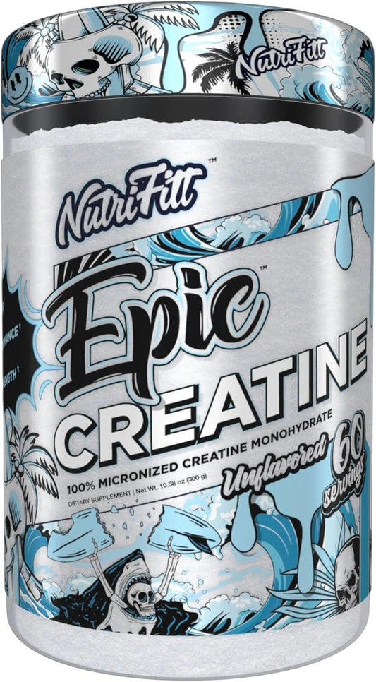 NutriFitt Epic Creatine: Boost Energy, Build Lean Muscle, Micronized Monohydrate - 60 Servings