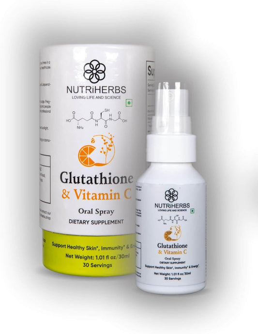 Nutriherbs Glutathione Oral Spray with Vitamin C - Supports Immunity & Healthy Skin (30 ml Pack of 2)