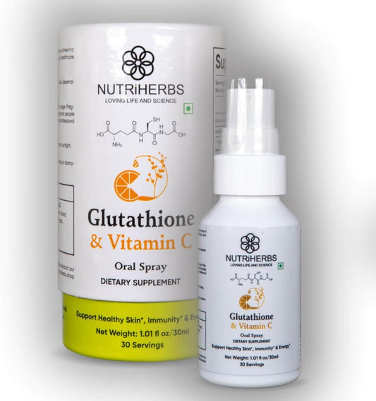 Nutriherbs Glutathione Oral Spray with Vitamin C for Enhanced Antioxidant Support & Healthy Skin - Immunity Boost (30 ml)