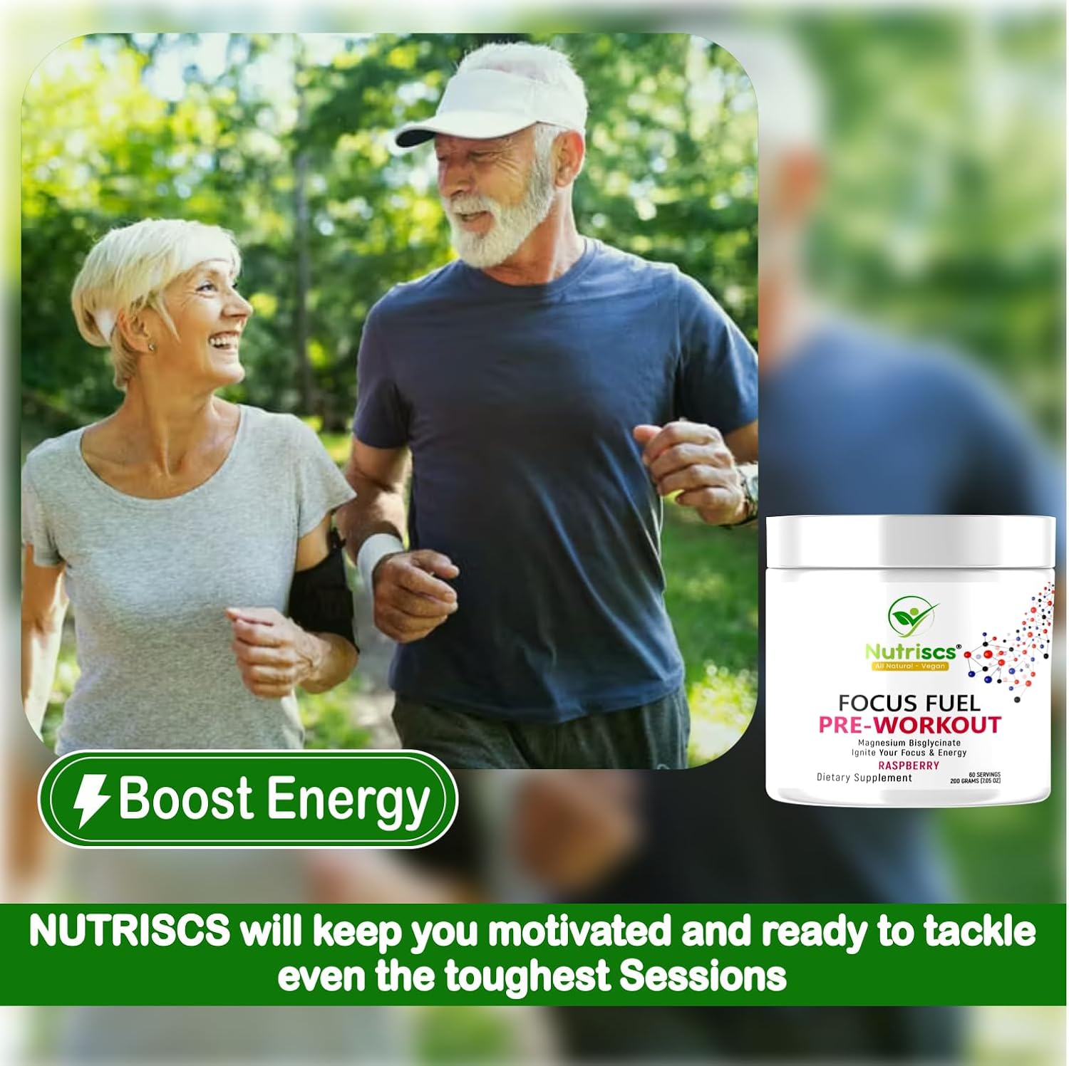 Nutriscs Pre-Workout Powder 200g - Boost Strength, Energy, and Mental Focus - 60 Servings for Men & Women - Bodybuilders' Peak Performance Solution