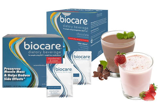 Nutritional Beverage Powder for GLP-1 Users | 20g Protein, 26 Vitamins/Minerals | Helps with Nausea, Bloating, Constipation | Chocolate & Strawberry Cream Flavor