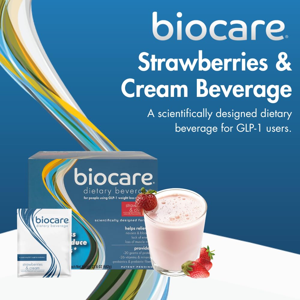 Nutritional Beverage Powder for GLP-1 Users | 20g Protein, 26 Vitamins/Minerals | Helps with Nausea, Bloating, Constipation | Chocolate & Strawberry Cream Flavor