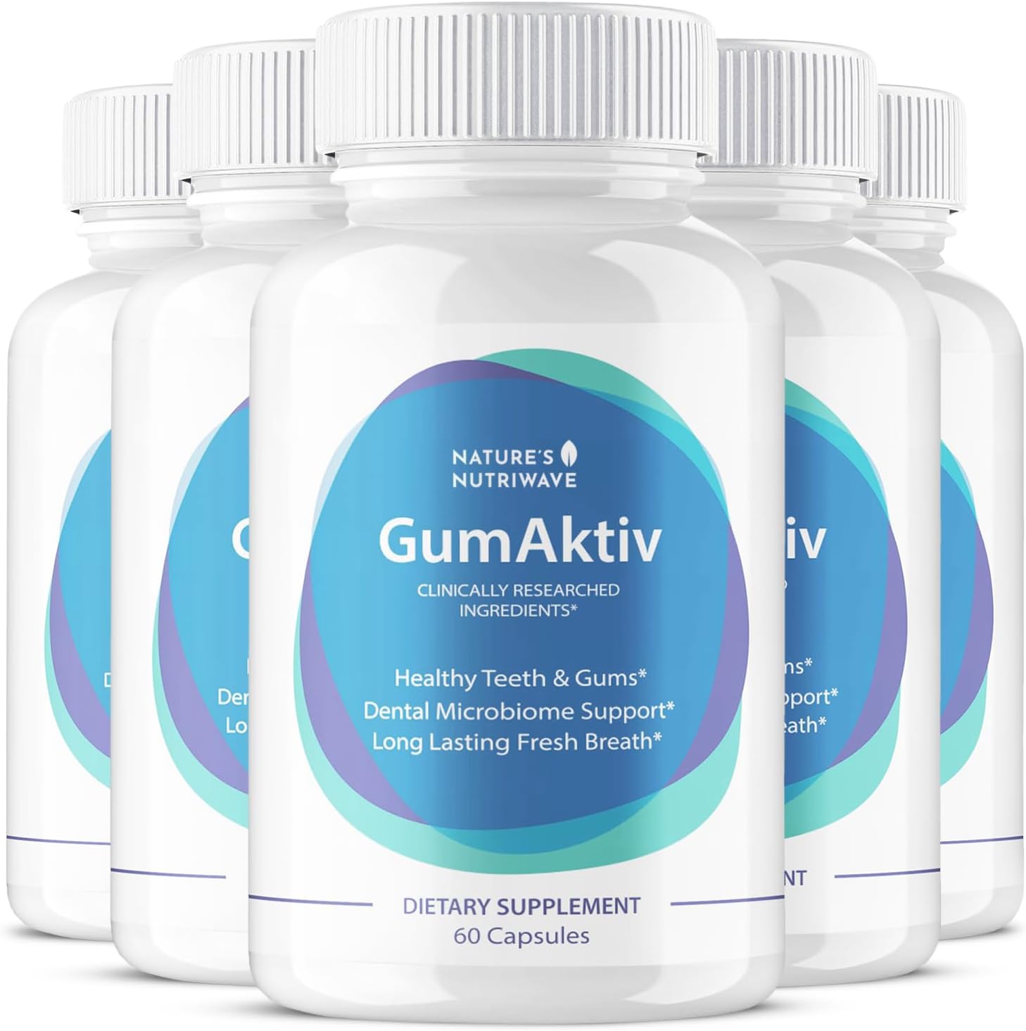 NutriWave GumAktiv Oral Health Supplement with Probiotics - Supports Natural Oral Balance, Healthy Gums & Teeth - Non-GMO, Gluten-Free - 60 Capsules
