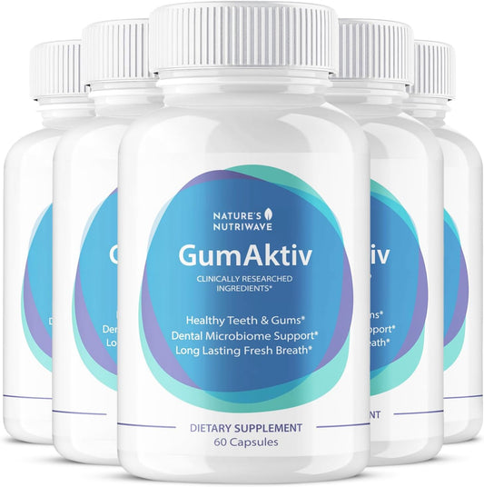 NutriWave GumAktiv Oral Health Supplement with Probiotics - Supports Natural Oral Balance, Healthy Gums & Teeth - Non-GMO, Gluten-Free - 60 Capsules