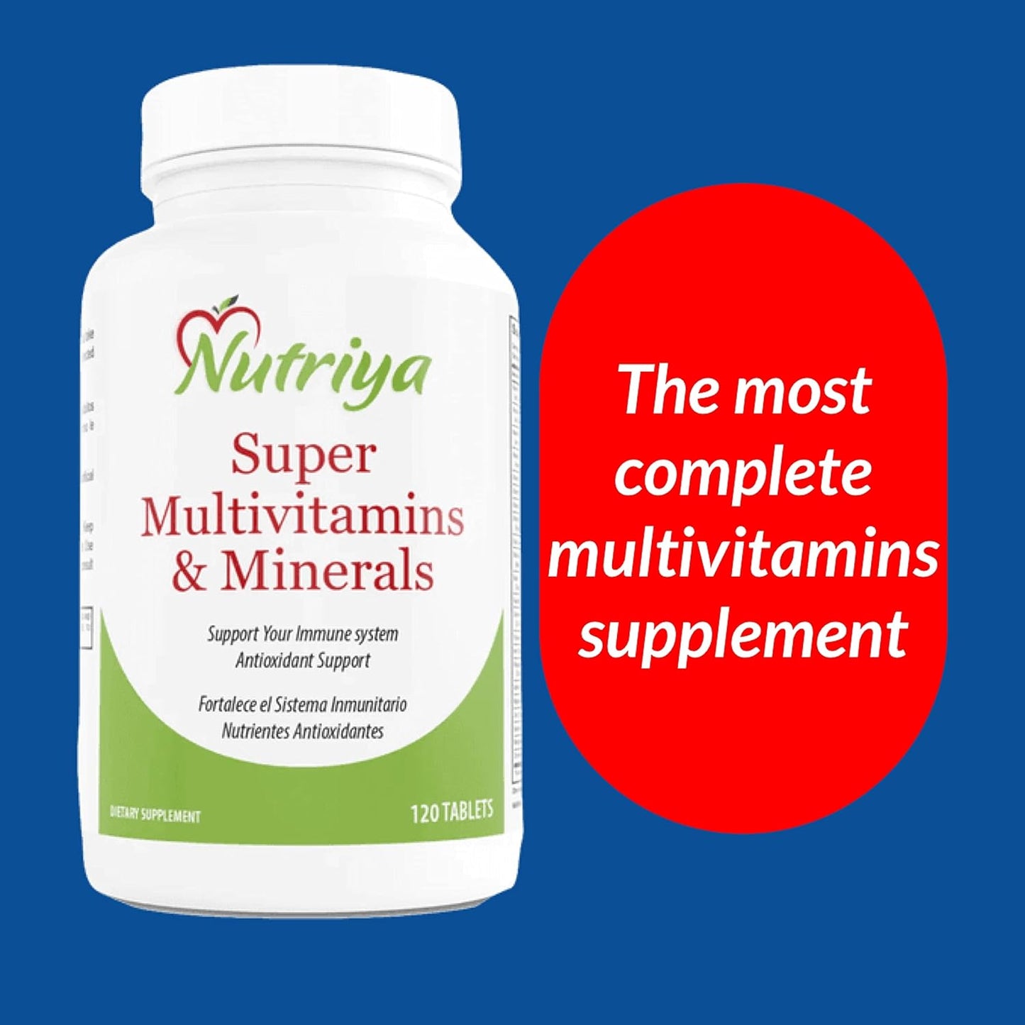 Nutriya Super Multivitamins for Women and Men - 70+ Vitamins, Minerals, Antioxidants, Amino Acids - Boosts Energy and Immune Health