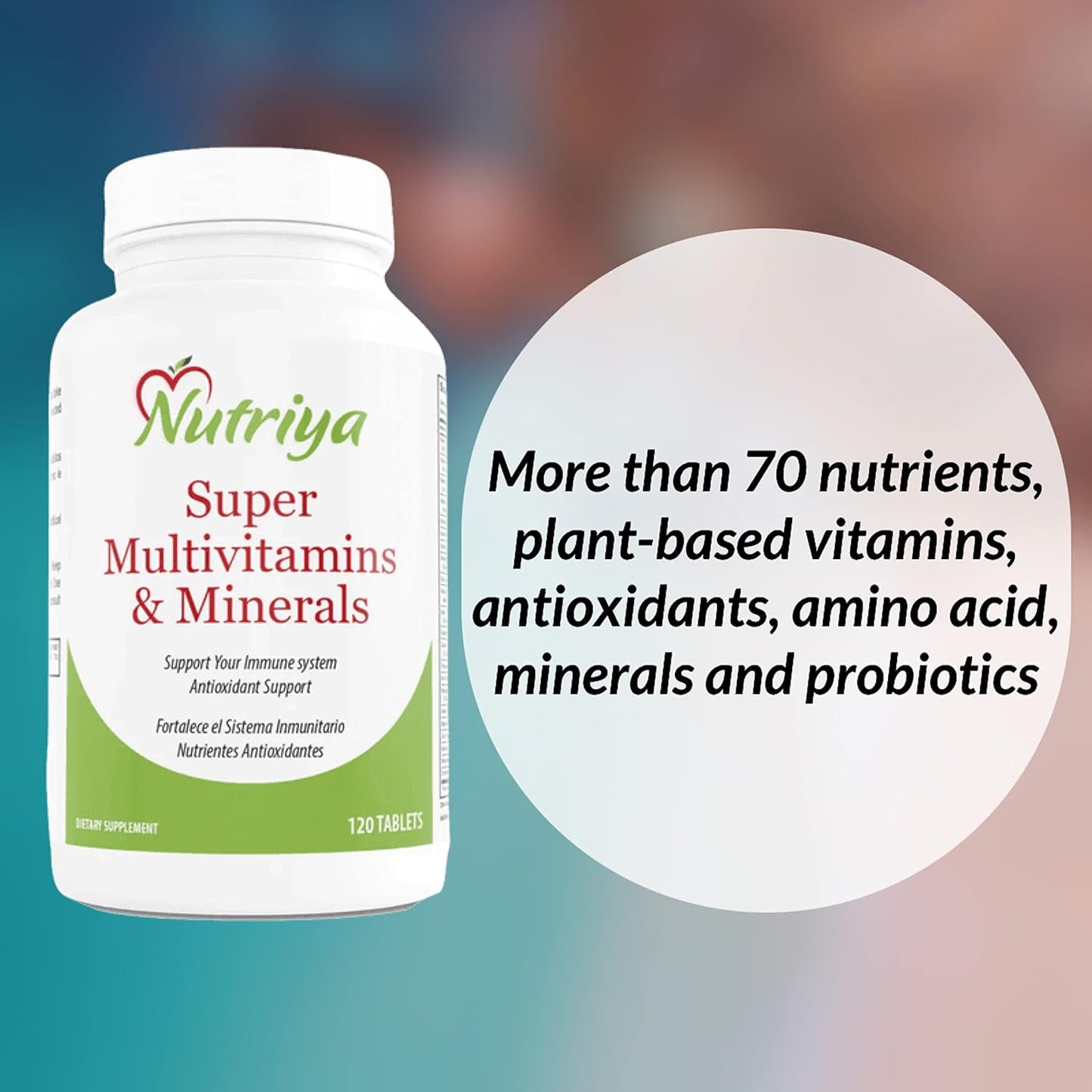 Nutriya Super Multivitamins for Women and Men - 70+ Vitamins, Minerals, Antioxidants, Amino Acids - Boosts Energy and Immune Health