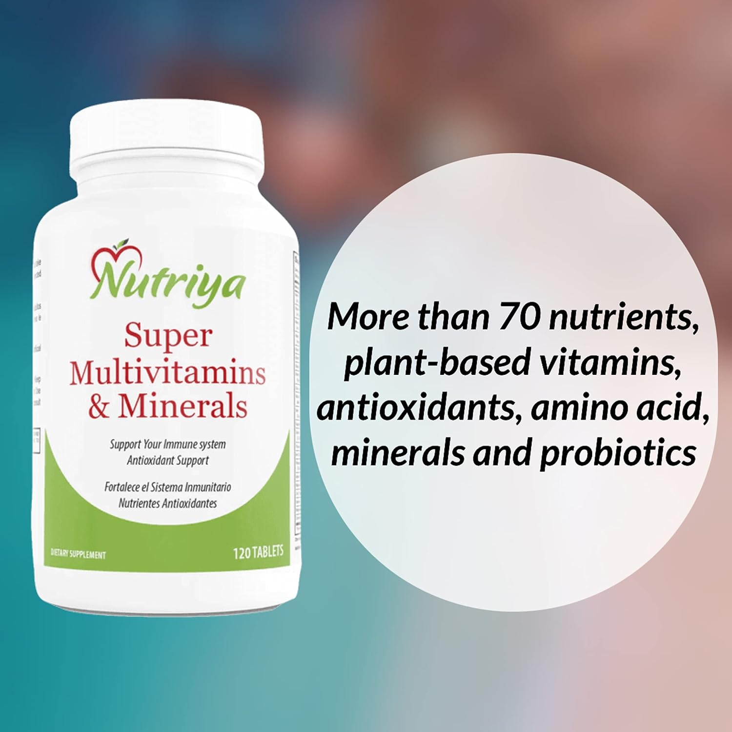 Nutriya Super Multivitamins for Women and Men - 70+ Vitamins, Minerals, Antioxidants, Amino Acids - Boosts Energy and Immune Health