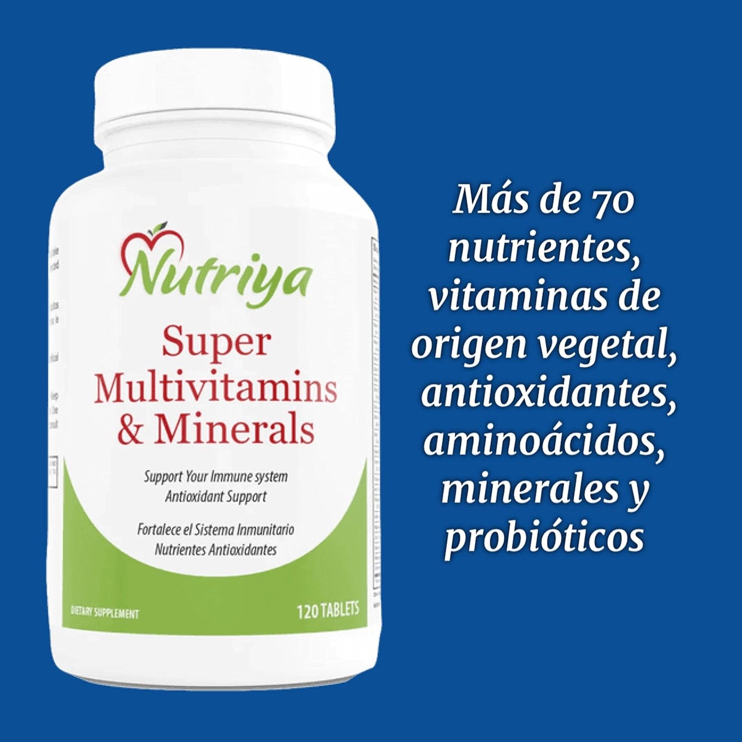 Nutriya Super Multivitamins for Women and Men - 70+ Vitamins, Minerals, Antioxidants, Amino Acids - Boosts Energy and Immune Health