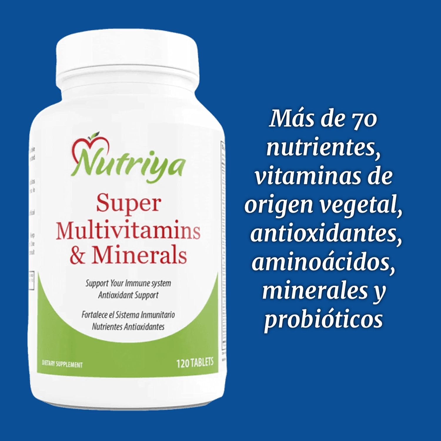 Nutriya Super Multivitamins for Women and Men - 70+ Vitamins, Minerals, Antioxidants, Amino Acids - Boosts Energy and Immune Health
