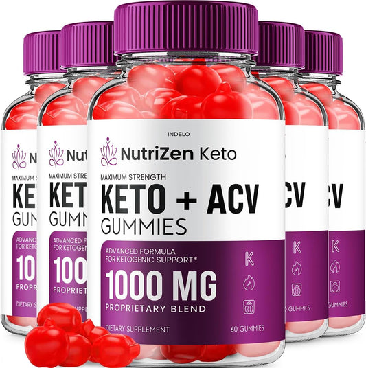NutriZen Keto ACV Gummies - 5 Pack of Advanced Formula Apple Cider Vinegar Gummies for Men and Women - 300 Gummies