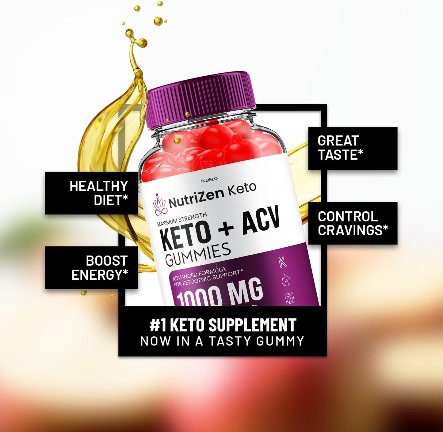 NutriZen Keto ACV Gummies - 5 Pack of Advanced Formula Apple Cider Vinegar Gummies for Men and Women - 300 Gummies