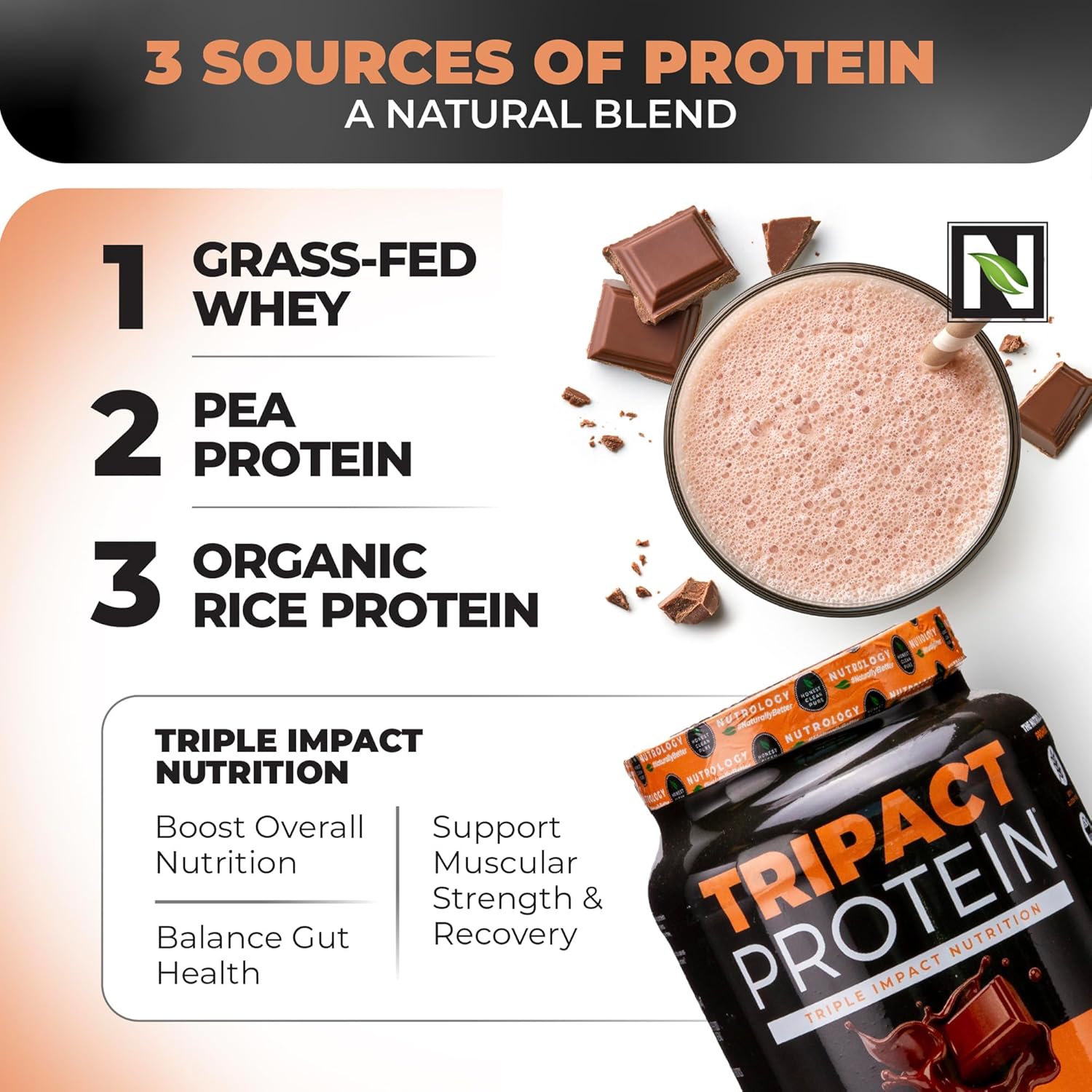Nutrology TRIPACT Protein Powder & Zen Natural Magnesium Bundle - Creamy Chocolate Protein Shake & Relaxing Supplement